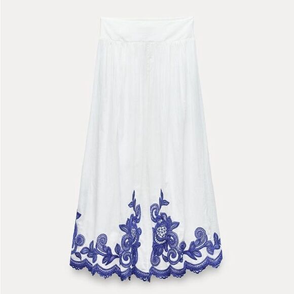 Zara Co-Ord Set Embroidered Blouse And Skirt - Picture 5 of 15
